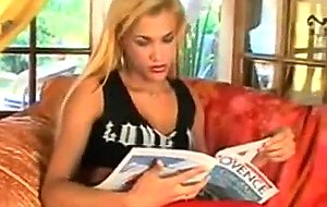 All poses sex with a blonde tranny girl