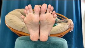 My pretty pink soles and long toes, toe wiggling and toe spreading