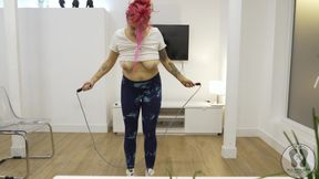 Yoga Training Warmup Jumping Jacks Skipping Rope Big Tits
