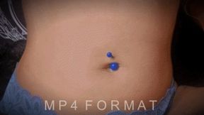 Close up Blue Belly Rings Piercing Change (HD) MP4