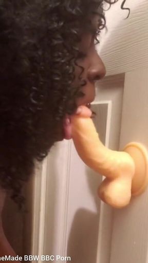 Blowjob Practice Sucking Mounted Dildo