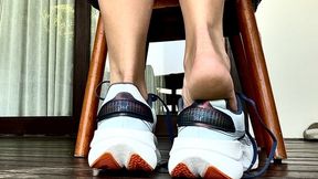 Dirty Bare Soles Sneak Into Huge Stranger Sneakers – Public Hotel POV Try On