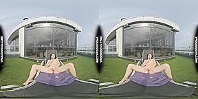 Pretty Spinner Teen Matty Jilling With Glass Dildo Rooftop Sunbathing