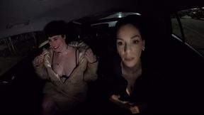 party in the taxi, looking for some young guy who wants to fuck us, we re so horny, like bitches