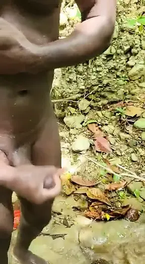 Jamaican Jerking Off His Big Black Cock