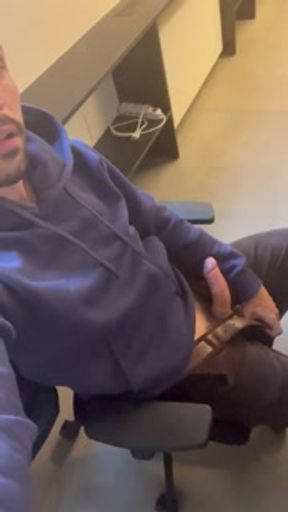 Risky masturbation in the office