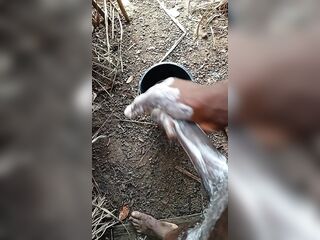 A male masturbating inside his bath with soap