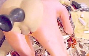 Shemale  babe fucking her asshole with a vibrator