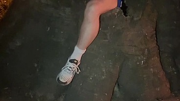 Amateur s. boy's dick and smooth balls exposed as he was resting in a park