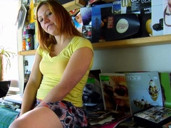 Petite amateur redheaded teen pisses and sucks cock
