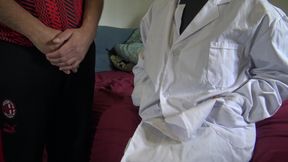 Older man with a very hairy cock touched by perverted nurse