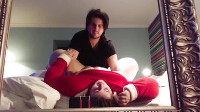 Merry Fuckmas Mrs Claus gets deep missionary in hotel bed