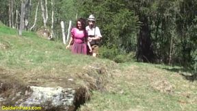 Outdoor oktoberfest threesome