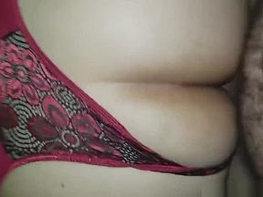 Older chubby wife doesn't take off her thong during sex