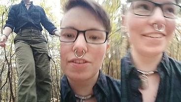 Showing off my chastity belt again in the woods