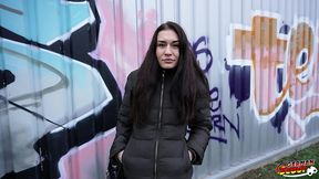 german scout - slim czech teen stefani jameson with saggy tits pick up for first casting fuck