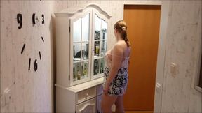 Disturbed while cleaning the house