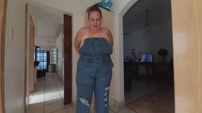 Denim Dungarees Wet and Messy