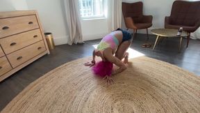 Rolling in Circles Wearing Jean Shorts Barefoot Petite Bimbo