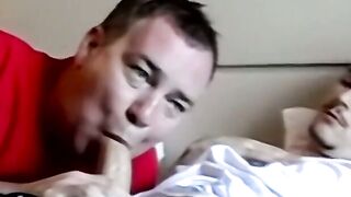 JoeSchmoeXXX.com - Facialized old guy swallows black and white dick together