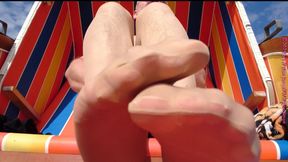 Nylon feet in a beach chair ** North sea holidays 2019 **