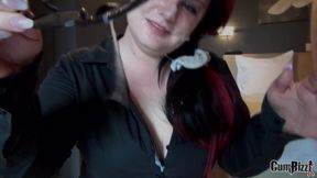 Dutch office slut takes on employees blowbang