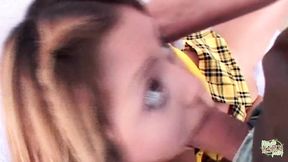 Unleashing a messy DP frenzy on a naive blonde nymph's tight &mdash;  juicy slit