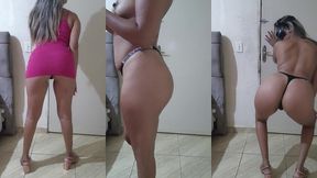 novinha da bunda grande dancando de vestido curtinho e salto alto com calcinha fio dental gostosa e safada
