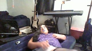 Chubby crossdresser plays with herself