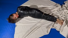 Zura Taped Tight in Shiny Black – Mummified, Gagged, Sock Removed & Toes Tied