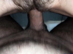 Hairy Pussy Fucked Hard with a Big Cock and Filled with Cum