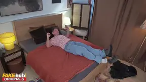 Real mom with huge knockers shares bed with younger guest