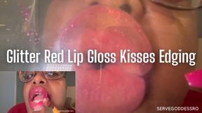 Glittery Red Lip Gloss Kisses Edging - Royal Ro lip worship