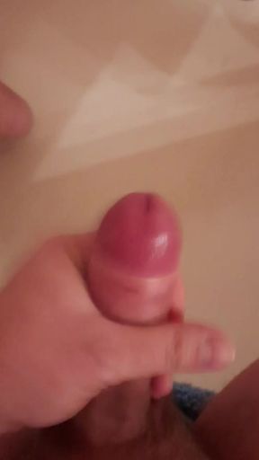 Uncut solo cumshot
