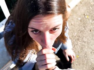 Public Oral Interrupted… Ended in the Car with a Big Cum Drink - KLX