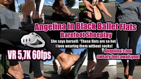 VR 3D 5,7K 180 60 fps | Angelina in Black Ballet Flats – Barefoot Shoeplay, Sweaty Feet, Sweaty Soles, Dangling, Toes, Foot Fetish VR 8K, Hot Day, Park Bench, Close-Up, Stinky Feet, Ballet Flats, Sweaty Soles, Barefoot in Flats, Foot Tease, VR Foot Fetish