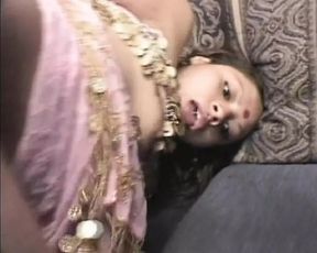 Half Indian half French babe rides two dicks in threesome