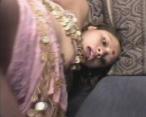 Half Indian half French babe rides two dicks in threesome