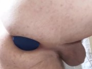 Inserting a massive butt plug in my huge ass
