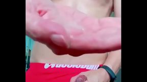 Lewd Boy 18+ Shows Off in Red Pants for Solo Gay Fun