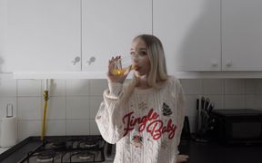 Hot Petite Sexy Girl in the Kitchen Masturbates on Christmas Day for Good Luck and Satisfaction