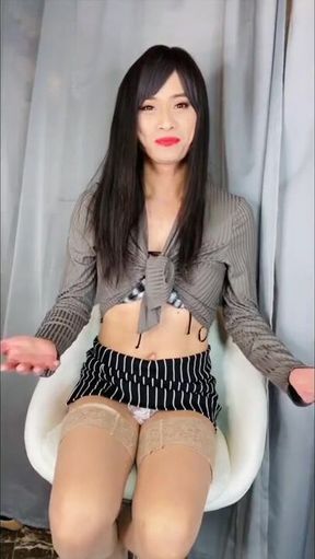 First Time Gagging on Asian Ladyboy Huge Cock Cum Flood Destroyed