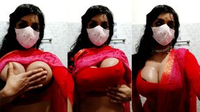 Red Saree Crossdresser: Anushka