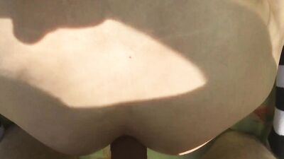 In public, Femboy sucks my healthy cock and caresses my foreskin