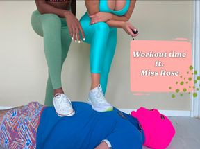 Using our slave as carpet during workout ft. Miss Rose