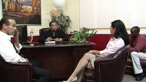 Hairy bush office gangbang with Lucky Starr