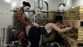 ladyboy bank robber anal fucking big ass teller in gold vault - sassycomics