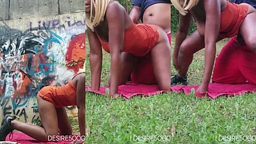 Couple public blowjob doggystyle dick riding