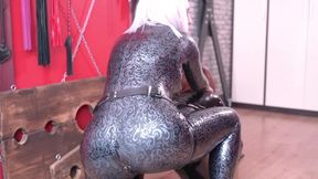 Latex Mistress Verbally Humiliates and Strapons Rubber Sissy Doll. Arya Grander