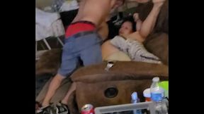 Cuckold husband watches Naughty Natty's pussy cream all over that big dick